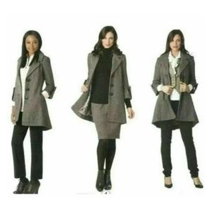 CAbi Womens Brown Tweed Shakespeare Swing A-Line Coat Style 169 Wool Blend